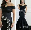 Crystal Rhinestone 2016 Arabic Mermaid Evening Dresses New Design Off Shoulder Satin Prom Dresses Sweep Train Long Evening Gowns Custom Made