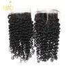 Peruvian Curly Hair Closure Storlek 4x4 Gratis / Mellandel Kinky Curly Lace Top Closure Peruvian Virgin Human Hair Curly Stänger Gratis frakt