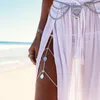 summer new arrival silver plated women's coin tassel leg chain jewelry body chain sexy beach