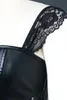 Espartilho de mulheres sexy de couro falso com tanga cinta de ombro de laço shaper zíper 8280
