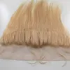 613 Chiusura frontale dei capelli umani biondi Densità 130% Chiusura del merletto dei capelli lisci vergini brasiliani biondi con i capelli del bambino