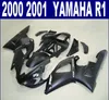 Anpassa motorcykelfeedningar för Yamaha 2000 2001 YZF R1 All Matte Black Fairing Kit YZF1000 00 01 RQ11 + 7 Presenter