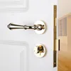 modern Fashionable deluxe golden mechanical mute split lock golden bedroom kitchen bookroom solid wooden handle locks european