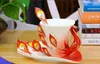COLORFURE PORCELAIN ENAMEL PEACOCK Café Mug Design 45% Bone China Office Mug Creative Tea tasse 6 couleurs disponibles 250 ml