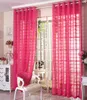 Linen Tulle Sheer Curtains Voile Curtains Window Panel Drapes For Living Room Bedroom Trimming BlueWhiteRed Gauze shippin213S