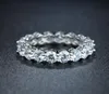 Merk Desgin Hele Sprankelende Mode-sieraden 925 Sterling Zilver Ronde Cut White Topaz CZ Diamond Vrouwen Wedding Band Ring Size305Z