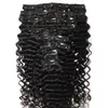 8A 120glot clip in human hair extensions Brazilian straight 8pcsset 1B Natural Black wavy curly hair5533121