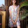 Partihandel-Boho inspirerad 2017 Sommarklänningar Blommig Lovebird Print V-Neck Mini Casual Dress Women Bohemian Hippie Chic Vestidos Kläder