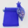 100pcs sacs-cadeaux en organza bleu saphir 20x30 cm / 4 pouces avec cordon de serrage (003585)