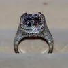 Size 5-11 Luxury Jewelry 8CT Big Stone White sapphire 14kt white gold filled GF Simulated Diamond Wedding Engagement Band Ring lovers gift