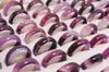 Nueva Hermosa Suave Púrpura Negro Redondo Sólido Jade / Ágata Gema Piedra Banda Anillos de joyería 20 piezas / lote