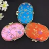 Fashion Portable Makeup Compact Mirror Wedding Favor Folding Silk Fabric Double sided Cosmetic Mirror 50pcs/lot Mix color Free