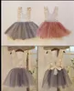 girls lace bows suspender dresses spring new brand kids clothing cute korean baby fashion lace tulle princess kids party dress A714295294