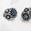 Breloque ajourée en flocon de neige en argent avec fantaisie bleu clair et clair CZ 100% 925 perles en argent sterling Fit Pandora Charms Bracelet Bijoux de mode