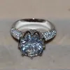Victoria Wieck 8ct Big Stone Solitaire 925 sterling zilver gevuld Topaz Gesimuleerde Diamond Wedding Crown Ringen voor vrouwen Maat 5/6/7/8/9/10