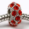 Gros en gros de Crystal rouge Righine Perles de charme européen en vrac pour bracelet, perles d'espaceur en strass, prix bon marché9193596