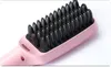 2 In 1 Ionic Brush Electric Fast Hair Straightener Comb Irons LCD Display Hair Brush Straightener Pink&Black