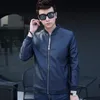 Vente en gros- 2017 Nouveaux Hommes Veste En Cuir Fourrure Col Montant Moto Jaqueta Masculinas Veste Mode Homme Vestes Casual Manteau En Cuir Tops