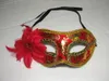 Squisita testa piatta Velluto dorato Piuma Fiori Maschera Masquerade Fiore di giglio Maschera da principessa per Lady Mix Colori 10pcslot1531062