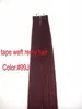 Whole 14quot 24quot 100 Human PU EMY Tape Skin Hair Extensions 25gpcs 40pcs100gset color 99j burgundy DHL 1296058