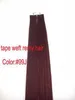 Extensions de cheveux humains en PU EMY Tape, 14quot 24quot, 100, 25gpcs, 40pcs, 100gset, couleur 99j bordeaux, DHL 1296058