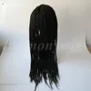 Pelucas de cabello trenzado sintético Pelucas delanteras de encaje sintético Pelucas de cabello con trenzas de caja grande de cabello resistente al calor de 30 pulgadas