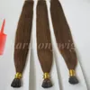 Pre Bonded Brasilian I Tip Tips Human Hair Extensions 50g 50Strands 18 20 22 24In # 6 / Medium Brown Indian Hair Products