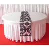 100PCS Großhandelspreis 35cm * 280cm Weiß Schwarz Beflockung Taft Tischläufer Mit Kostenloser Versand Für Tisch Dekoration verwenden