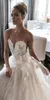 Ny Illusion Jewel Sweetheart Embellished Ruched Bodice Bröllopsklänningar Elihav Sasson Bridal Gown 3D Rose Flower Floor Längd Bröllopsklänningar