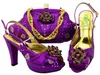 Chaussures pour femmes violettes de haute qualité avec strass et gros escarpins africains en cristal assortis à un sac à main pour robe MM1052, talon 11CM