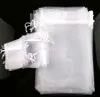 100pcs lot Sell 4Sizes White Organza Jewelry Gift Pouch Bags For Wedding favors beads jewelry239p