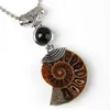 Toptan 10 Adet Charm Gümüş Kaplama Doğal Druzy Ammonite Fosil Kolye Ametist Gül Kuvars Taş Boncuk Kolye Takı Için Kolye