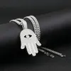 Iced out koppar hamsa hand hängande halsband cubic zircon fatima palm halsband hip hop mens kvinnor smycken droppe frakt