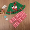 Kids Christmas Pajamas Girls Clothes Sets Cartoon Outfits Long Sleeve Tops+Floral Pants Two Piece Suit Children Clothing Autumn Baby Clothes
