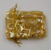 الحار ! مجوهرات التعبئة 100PCS الذهب القلب الأورجانزا الحقيبة الزفاف الإحسان أكياس هدية 7x9cm / 9x12cm / 13x18cm