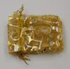 Heet ! Sieraden Verpakking 100 stks Goud Hart Organza Pouch Bruiloft Gunst Gift Bags 7x9cm / 9x12cm / 13x18cm