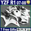 Fosco kit de Carenagem branco liso para YAMAHA R1 2007 2008 Kit de Carenagem de plástico 07 08 yzf R1 kits carenagem motocicleta 2TH6