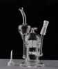 Ny ankomst JM Flow Glass Bong Glass Vattenrör Glasbongar med 14,4 mm Joint Double Recycler Inline Arm Tree Honeycomb