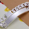 gift 925 silver 10M leather bracelet - Men DFMCH181 Brand new sterling silver plated Chain link gemstone bracelets high g241d