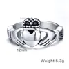 Bague de fiançailles Claddagh irlandaise en acier inoxydable personnalisée en acier inoxydable