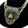 Mode Vrouwen Hiphop Tiger Necklace Rhinestone Head Leopard Kettingen Hangers Vintage Retro Lange Ketting Exaggeration Sieraden