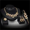 Hot African Smycken Sets 18K Guldpläterad Kristall Halsband Armband Ring Örhängen Kvinnor Party Smycken Set