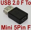 Toptan 200 adet / grup Mini USB 5pin Kadın USB A tipi 2.0 Dişi Konnektör uzatma Adaptörü Ücretsiz Kargo