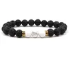 Bracciale Chakra in pietra lavica nera oro argento moda Bracciale diffusore olio essenziale aromaterapia per donna uomo