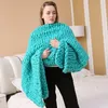 Queen side High quality polyester fiber Warm Chunky Knited Blanket thin Woven Yarn Merino Wool Bulky HandCraft Kinit Throw Blanket 16 color