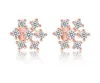 Pendientes de plata de ley 925, joyería de moda, pequeño copo de nieve, cristal de diamante, pendiente de estilo elegante para mujeres y niñas de alta calidad