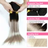 Grade 8A Bundle with Ombre color T1B/Grey Brazilian Virgin Hair silk straight wave human hair weaves 4pcs per lot