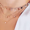 LWONG Zierliche Goldfarbene Kette Winzige Stern-Halskette für Frauen Bijou-Halsketten-Anhänger Einfache Boho-Schicht-Halsreifen TO268