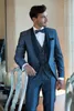 2015 slim fit bruidegom tuexedos op maat gemaakte sjaal revers groomsmen mannen bruiloft pakken prom smoking (jas + broek + vest + tie + hanky) nieuwe aankomst