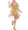 Kadın saçak püskül latin balo salonu sal chacha cha Samba rumba jive giyim yarışması satılık fantezi elbise kostümler V Boyun